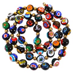 Collar de cuentas con diseño de mosaico veneciano y detalles en oro amarillo de 14 quilates