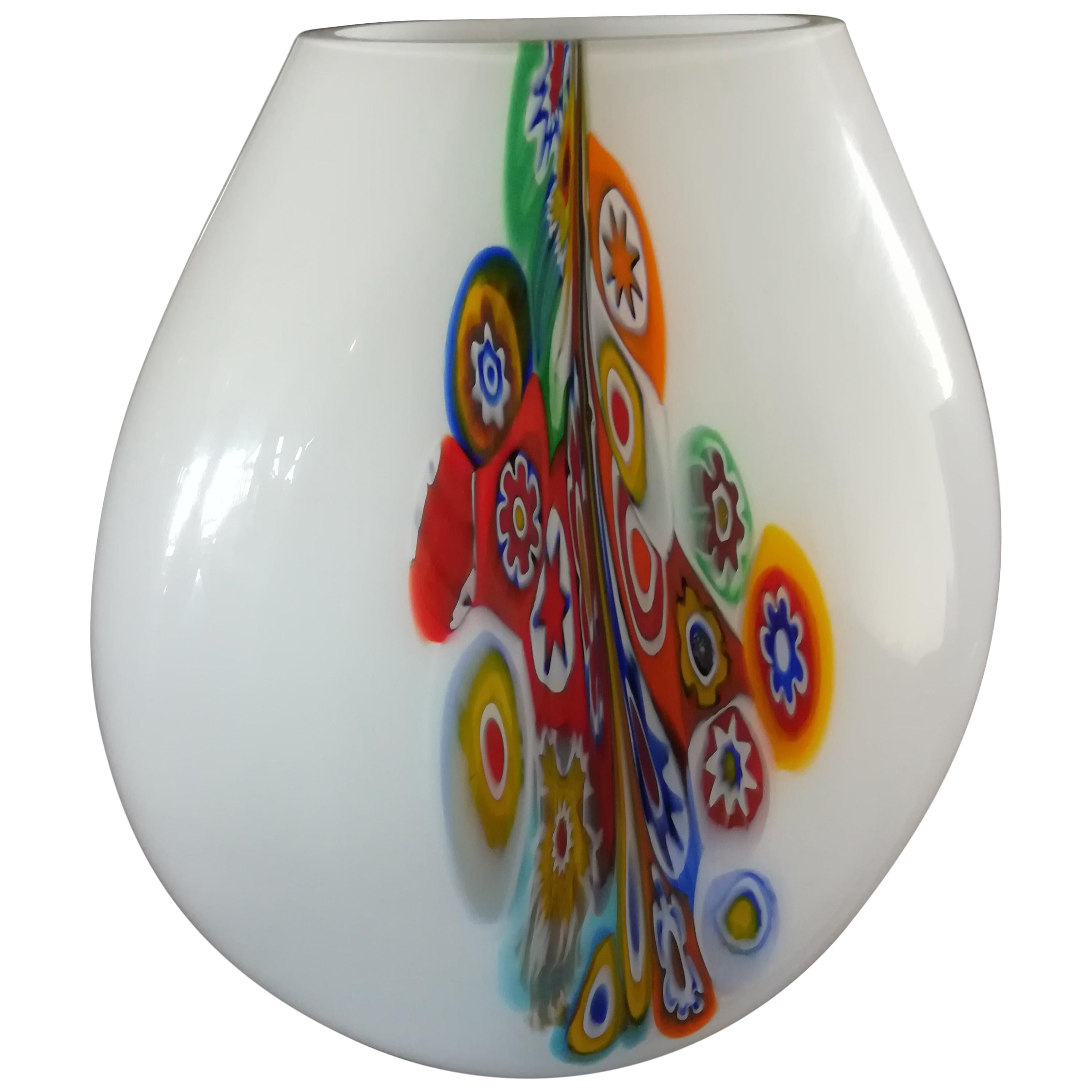 Venetian Multicolored Blown Vase For Sale