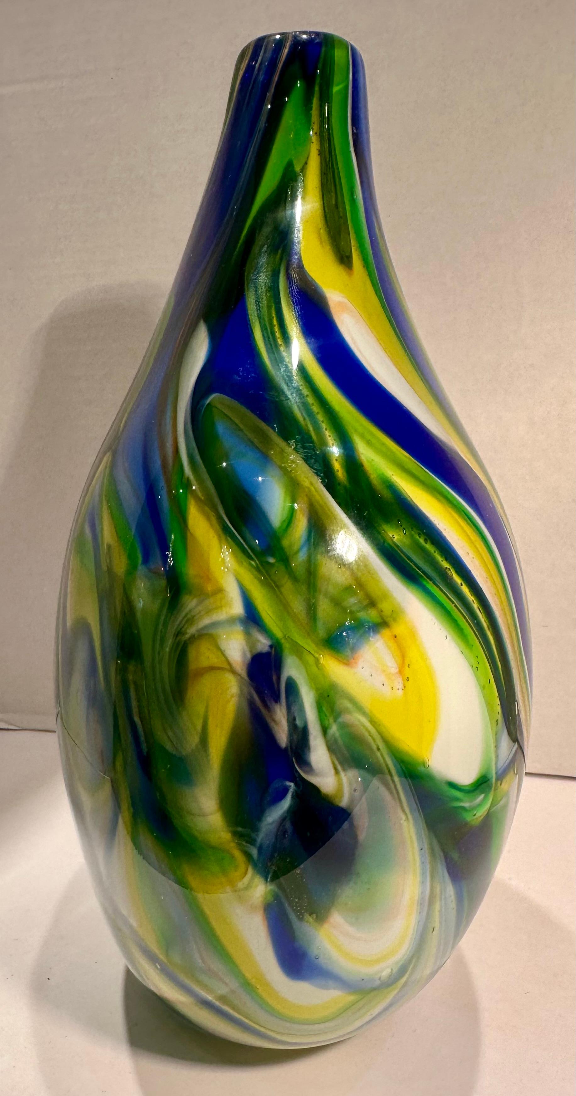 Venetian Murano Art Glass Modern Free Flow Design Polychrome Abstract Vase For Sale 1