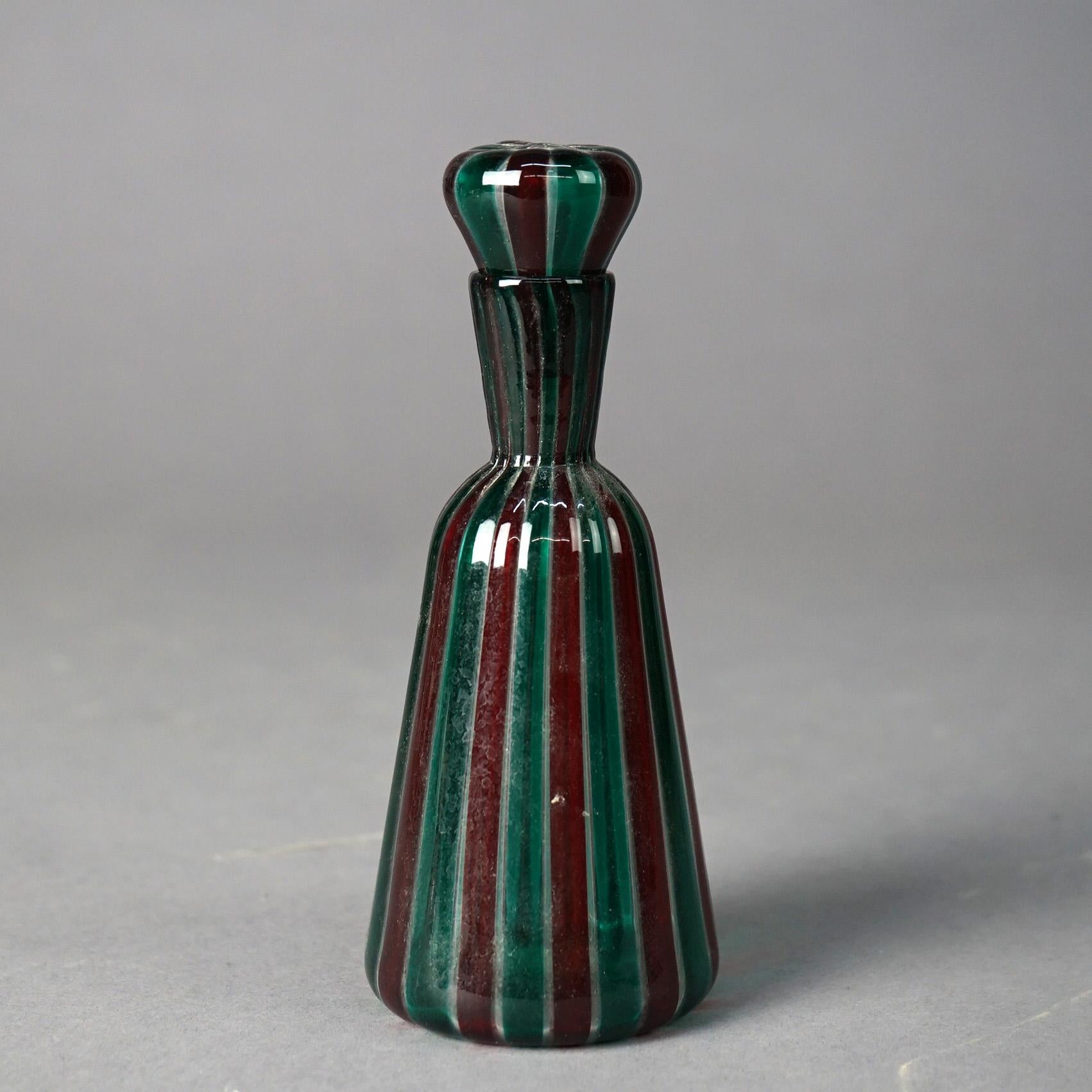 Venetian Murano Art Glass Perfume Offers Striped Art Glass Construction with, 20th C

Measures - 6.5