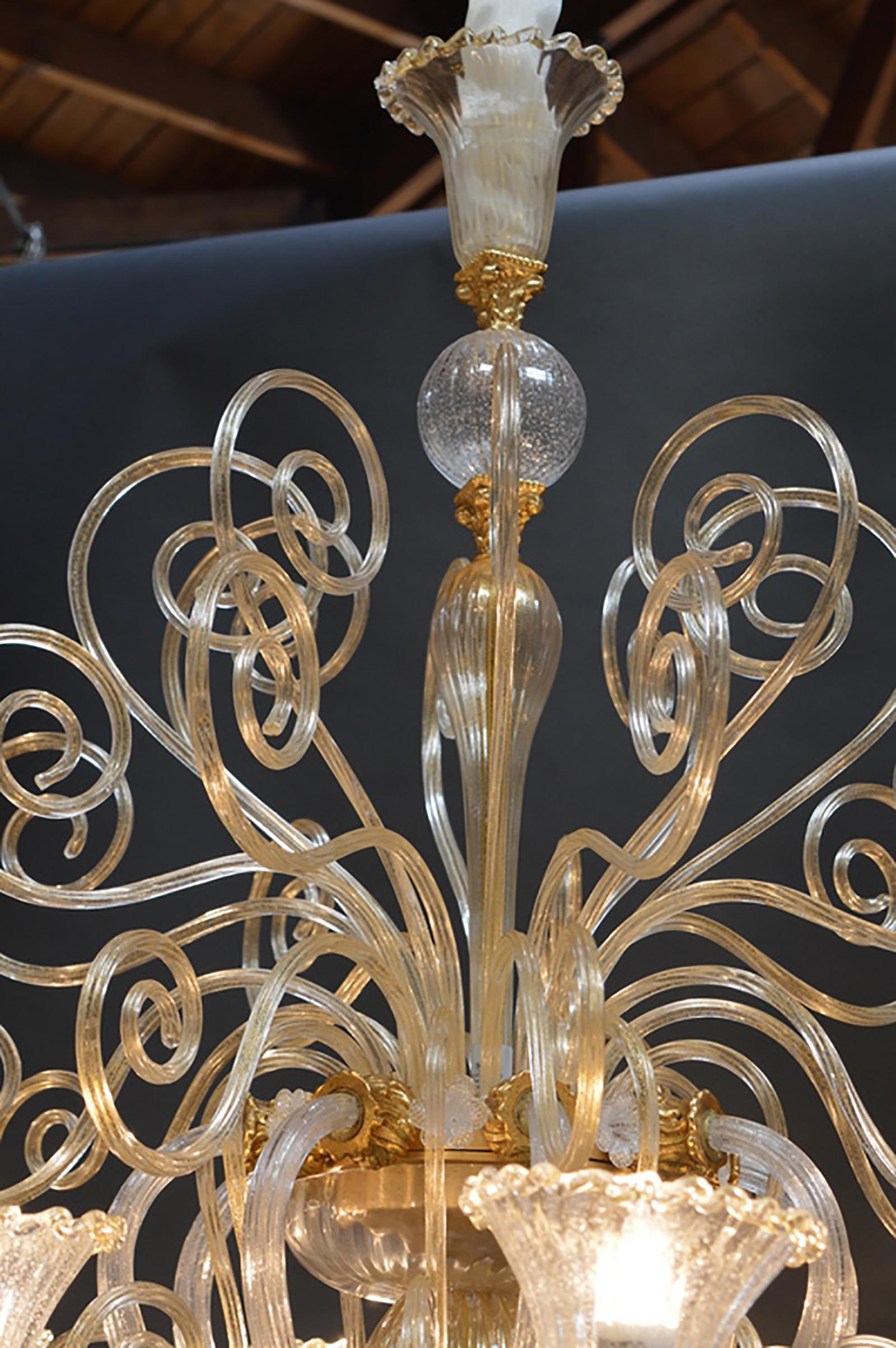 Venetian Murano chandelier with gold flecks.