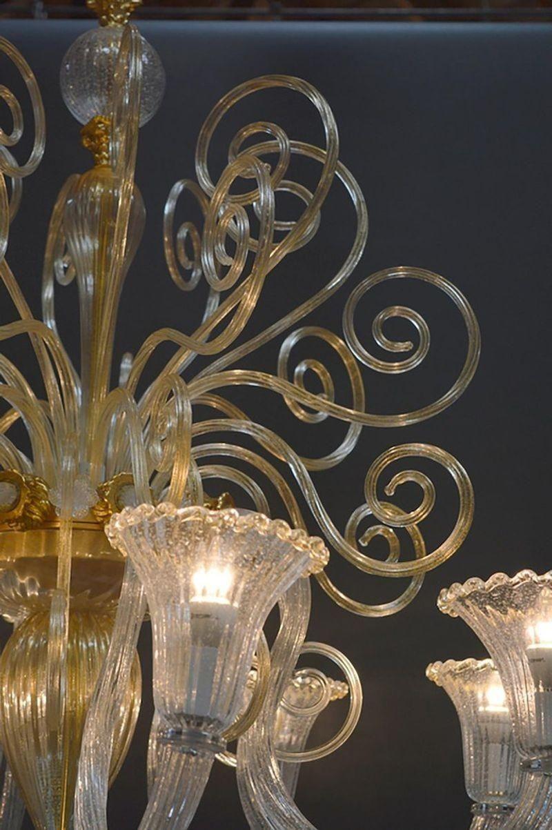 Venetian Murano chandelier with gold flecks.