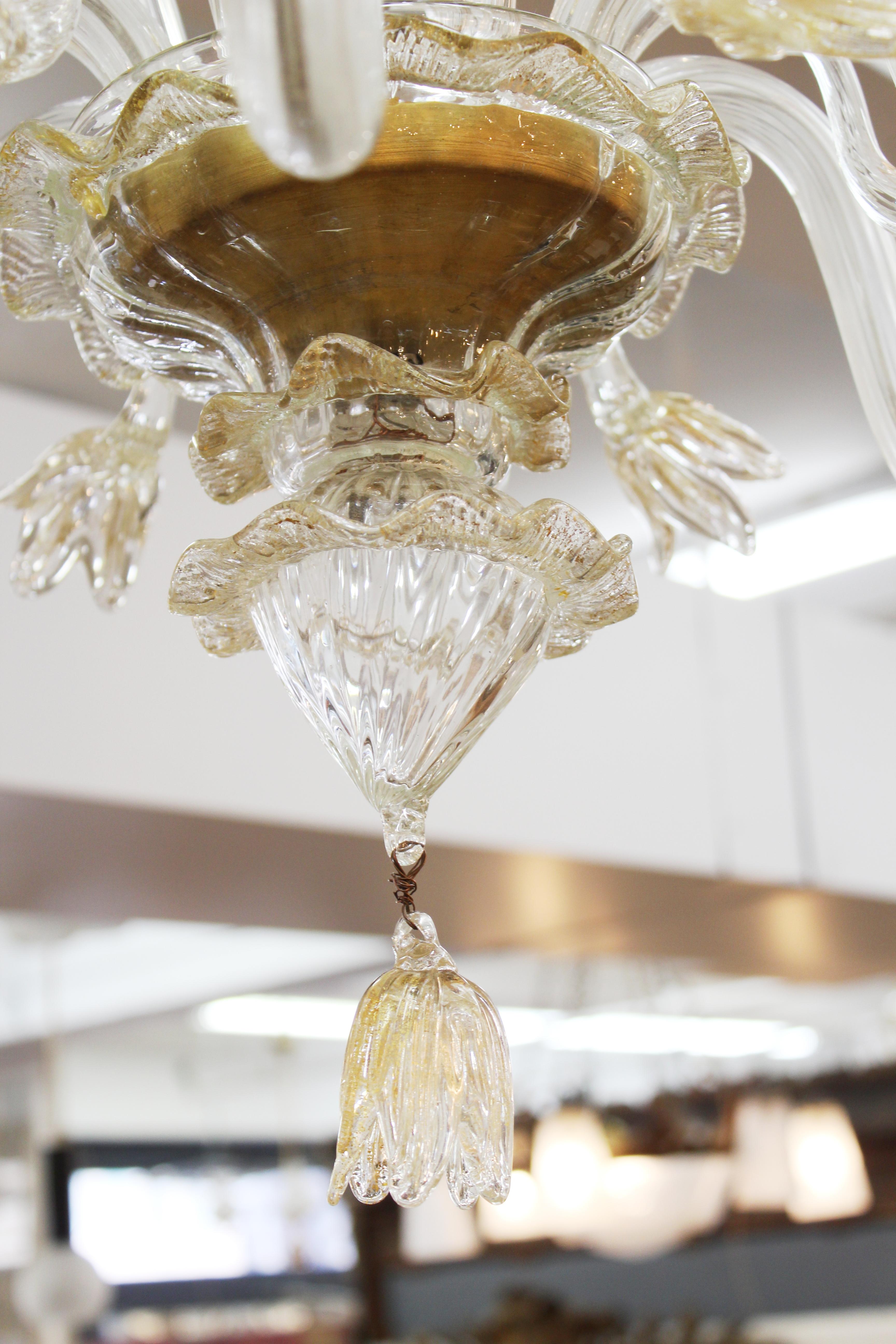 Venetian Murano Chandelier with Gold Flecked Hand Blown Glass 3