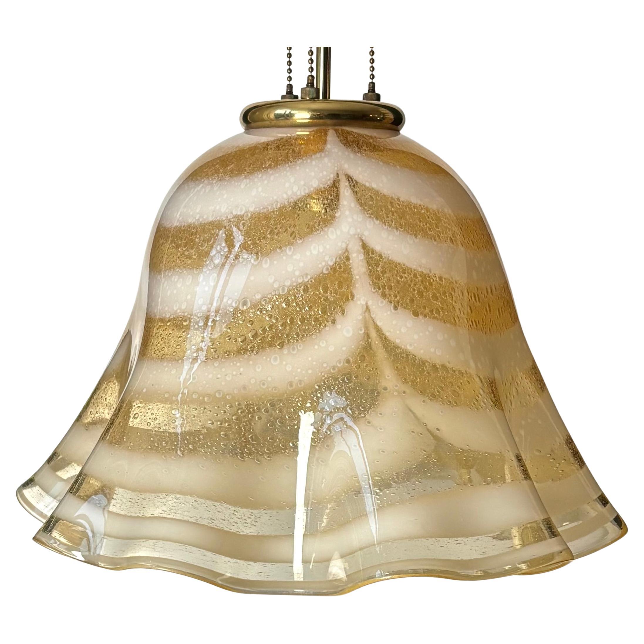 Ciondolo in vetro artistico a righe di Murano Fazzoletto, anni '70