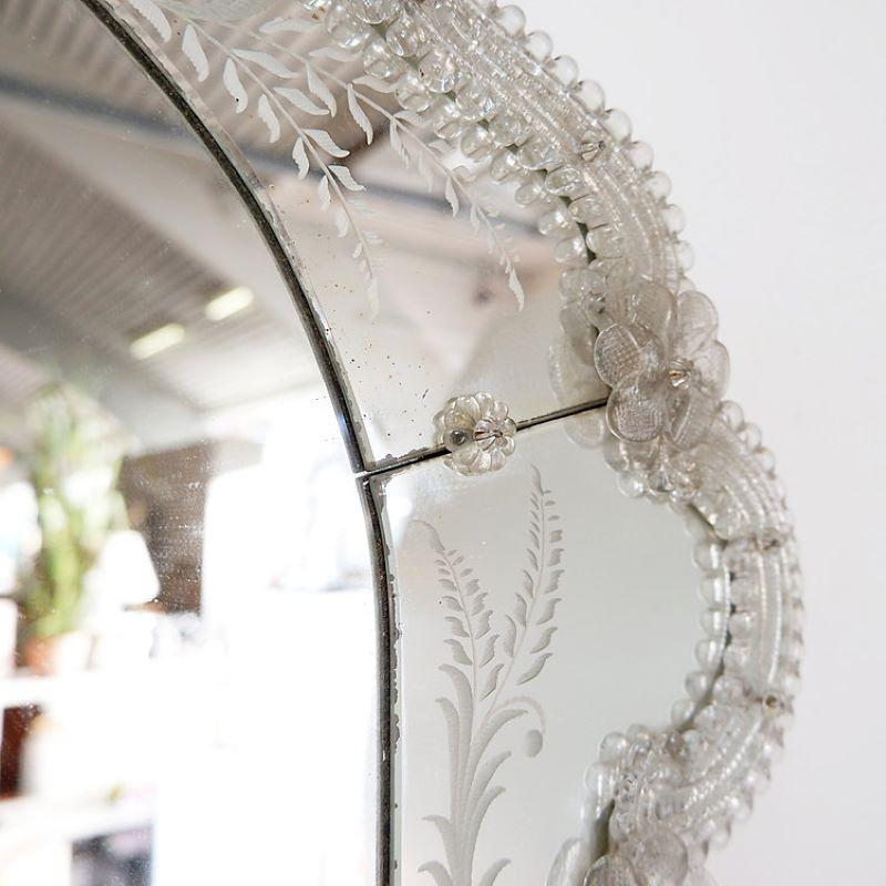Venetian Murano Floral Wall Mirror For Sale 1