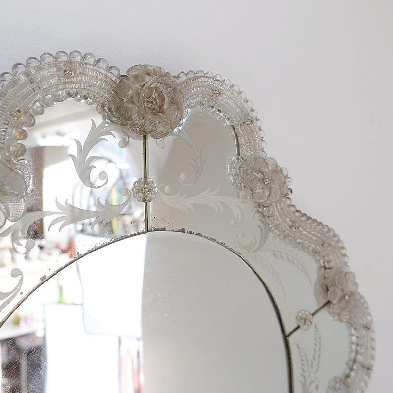 Venetian Murano Floral Wall Mirror For Sale 3