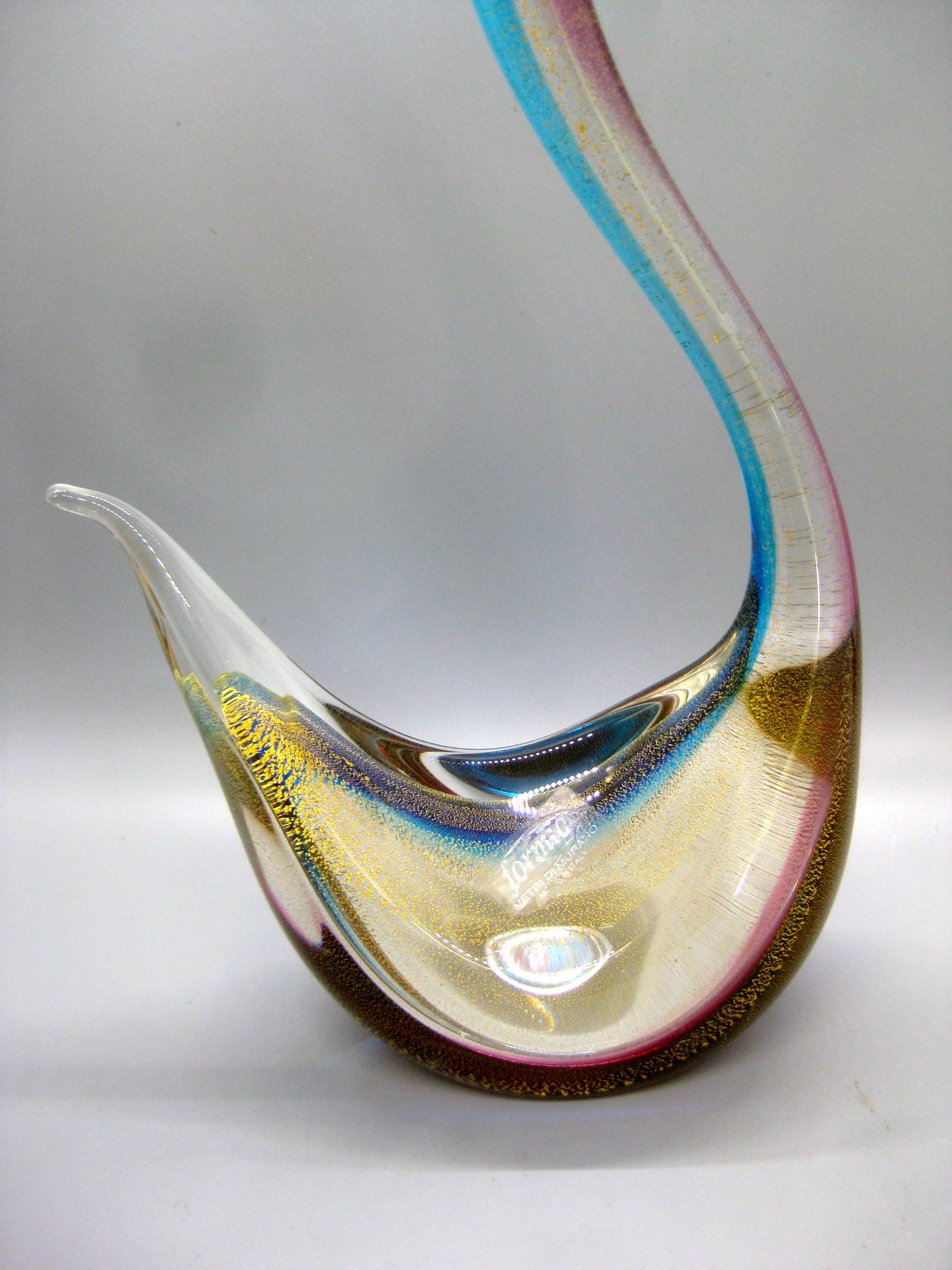 Venetian Murano Formia Italian Sommeroso Vetri Art Glass Swan Sculpture Figure For Sale 2