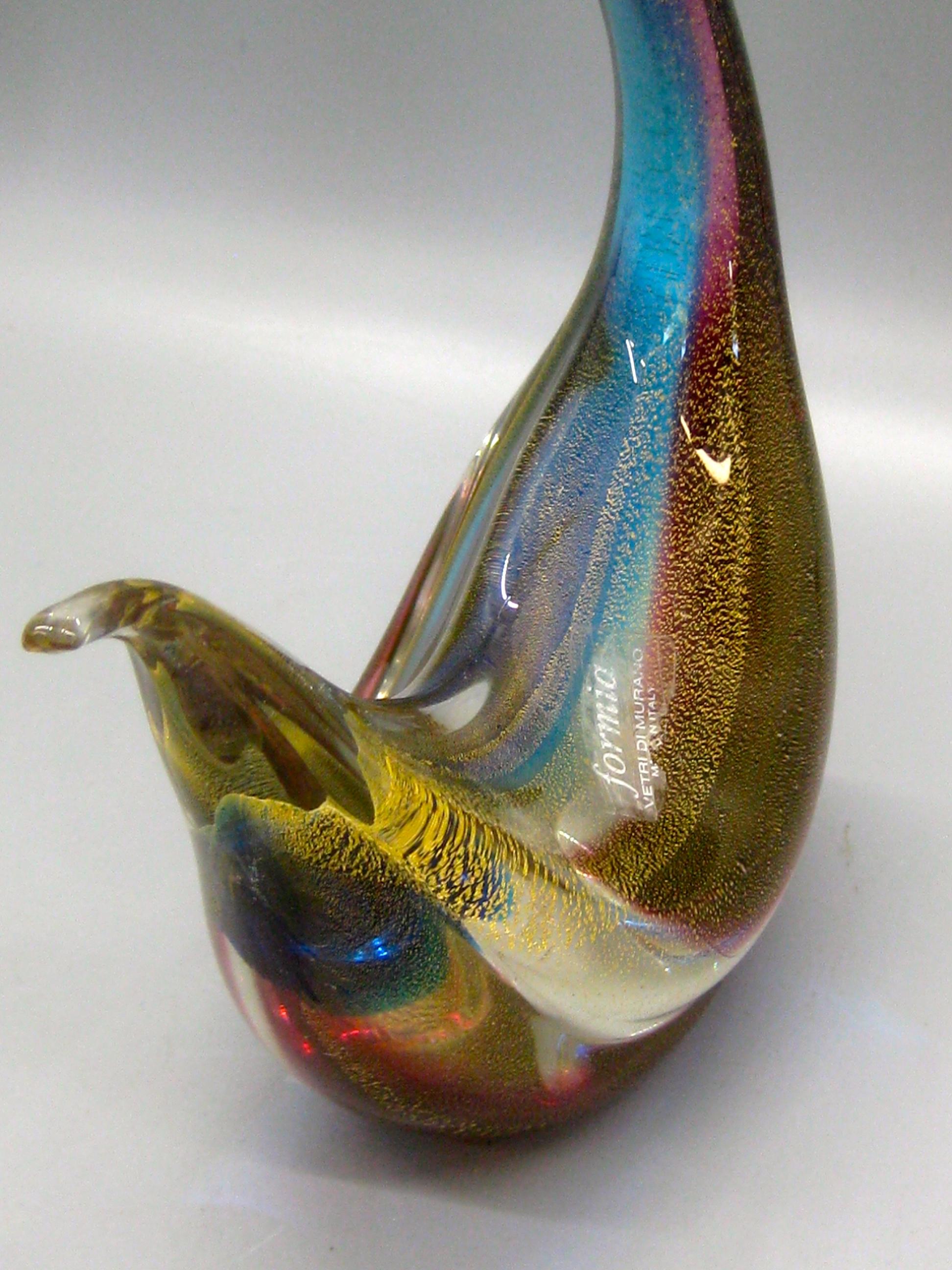 Venetian Murano Formia Italian Sommeroso Vetri Art Glass Swan Sculpture Figure For Sale 4