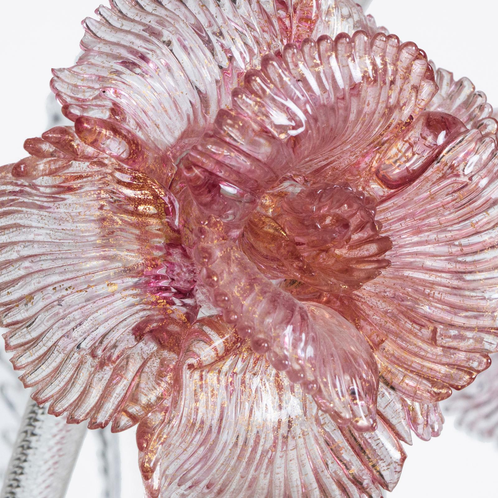 Altro Lampadario a 6 luci in vetro di Murano bianco e rosa in vendita