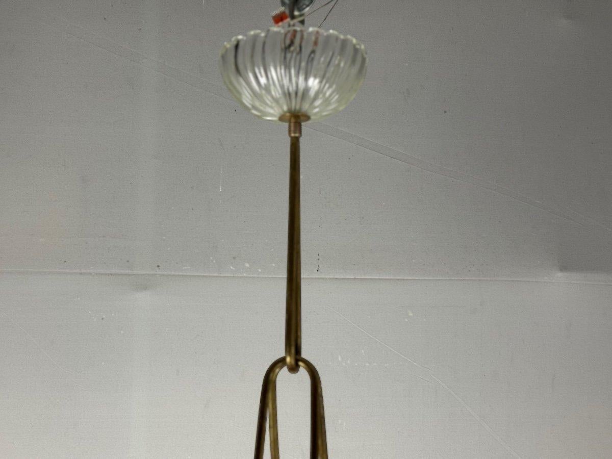 Lampadario in vetro di Murano e ottone del 1950 circa in vendita 5