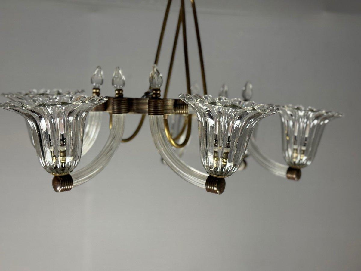 Lampadario in vetro di Murano e ottone del 1950 circa In condizioni ottime in vendita a Honnelles, WHT