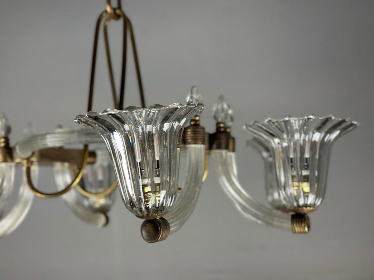 XX secolo Lampadario in vetro di Murano e ottone del 1950 circa in vendita
