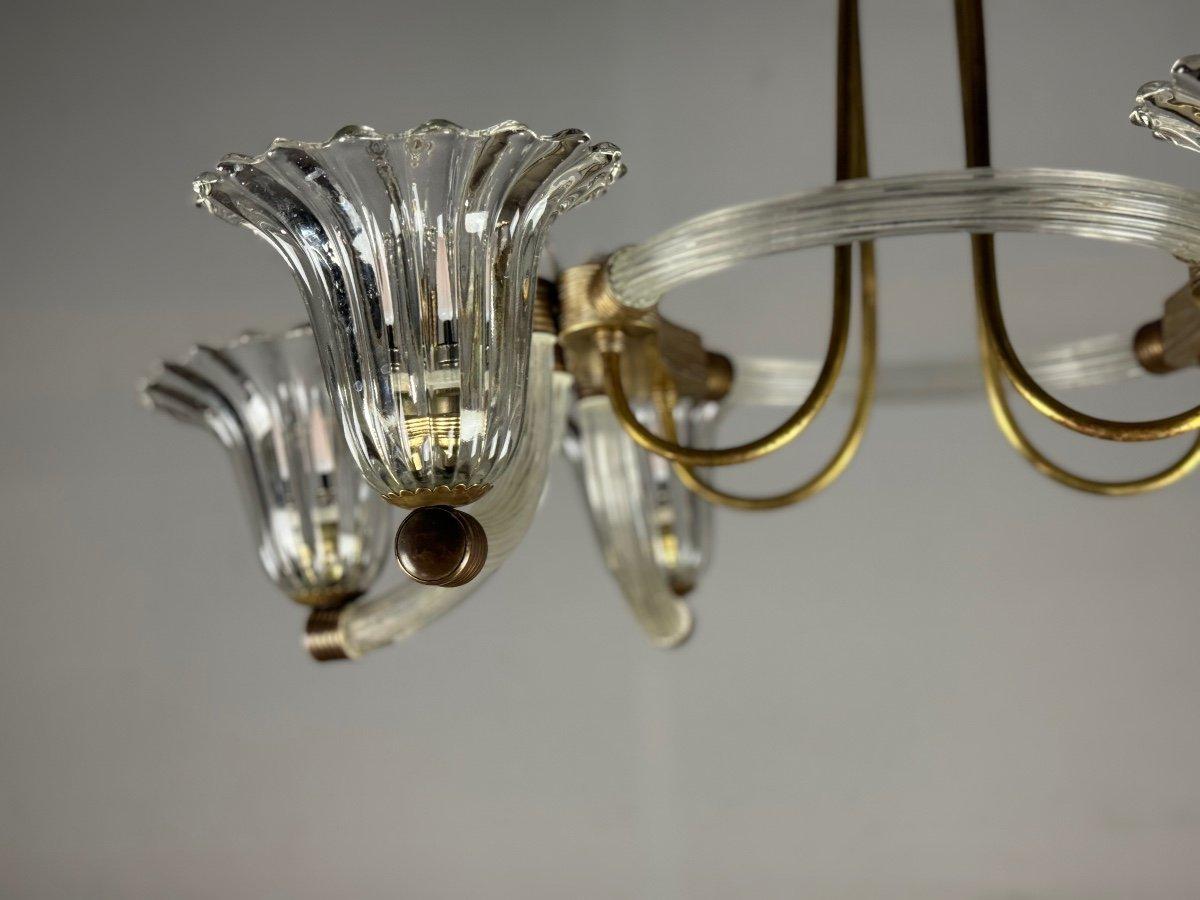 Lampadario in vetro di Murano e ottone del 1950 circa in vendita 1