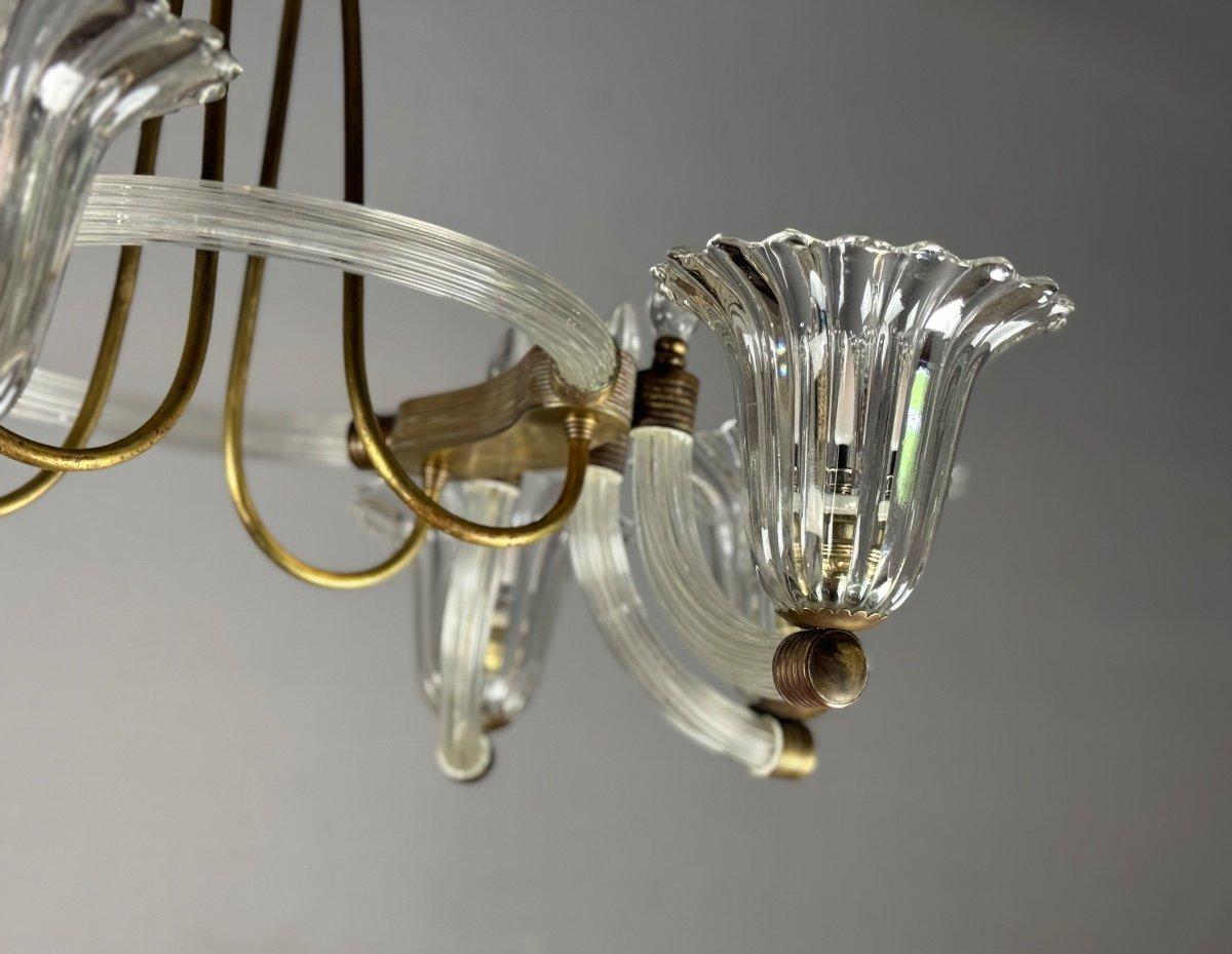 Lampadario in vetro di Murano e ottone del 1950 circa in vendita 2
