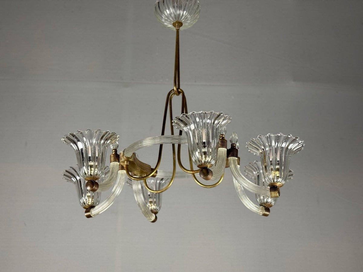 Lampadario in vetro di Murano e ottone del 1950 circa in vendita 3