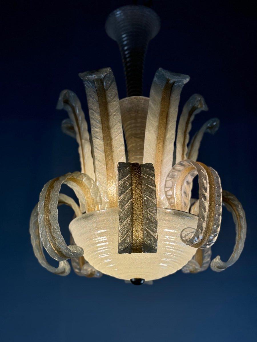 Metallo Lampadario in vetro di Murano di Barovier Circa 1940 in vendita