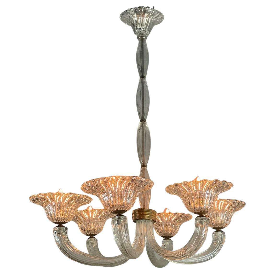 Venetian Murano Glass Chandelier by Seguso, Circa 1950