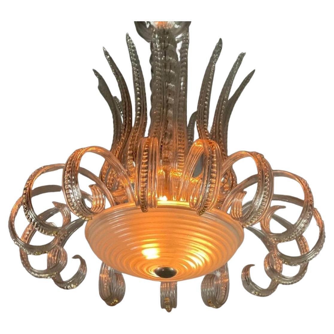 Art Glass Grape Clusters Chandelier, circa 1920 For Sale at