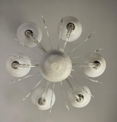 Venetian Murano Glass Chandelier Circa 1940, Vetro A Reticello