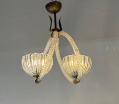 Venetian Murano Glass Chandelier, Art Deco Style, Italy, Circa 1950