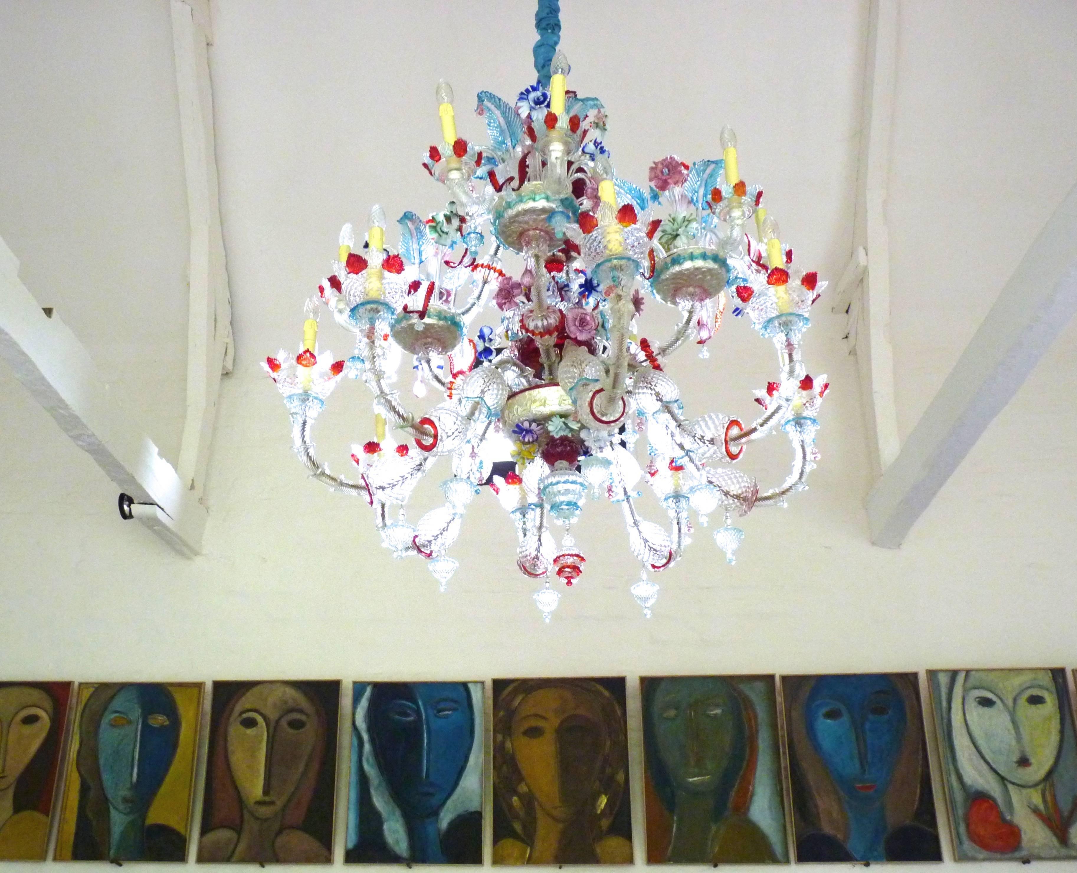 Venetian Murano Glass Chandelier, circa 1950 In Good Condition For Sale In Sint-Kruis, BE