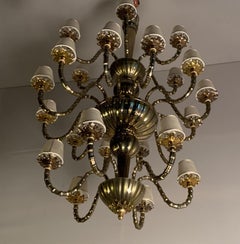 Lustre vénitien en verre de Murano, Italie, datant d'environ 1980