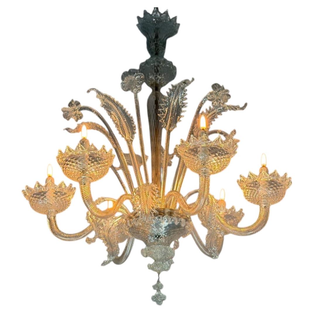 Venetian Murano glass chandelier, six light arms, around 1940