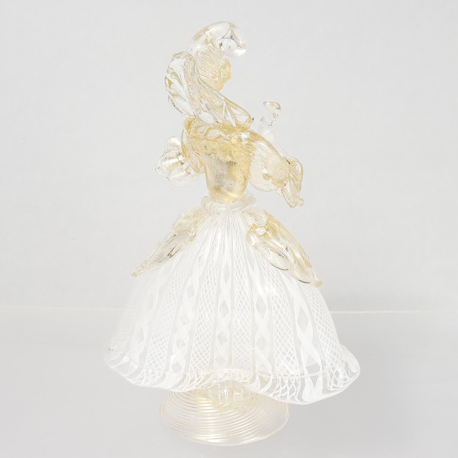 Figurina in vetro di Murano Commedia dell'arte Bianco Zanfirico Cane in vendita 3