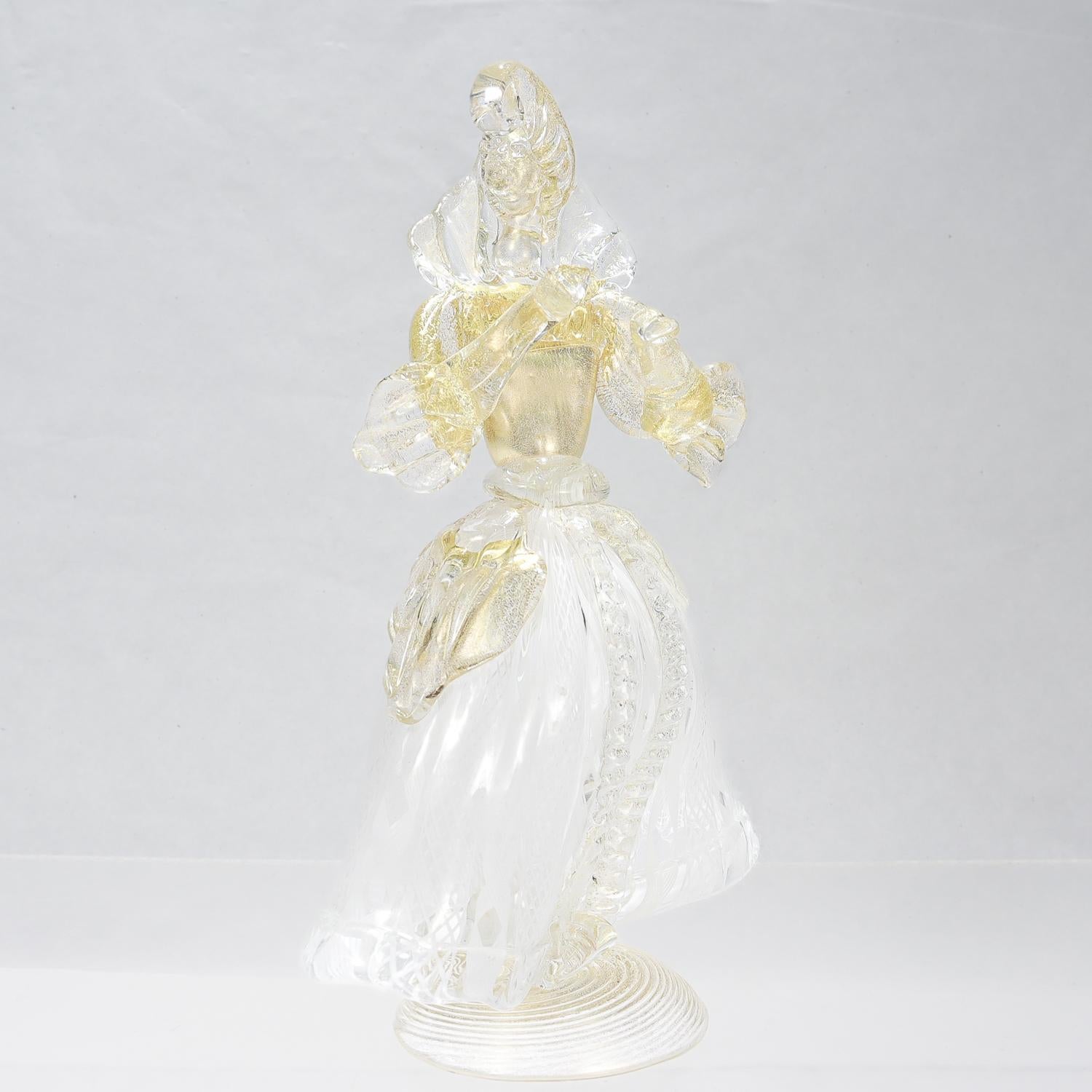 Mid-Century moderno Figurina in vetro di Murano Commedia dell'arte Bianco Zanfirico Cane in vendita