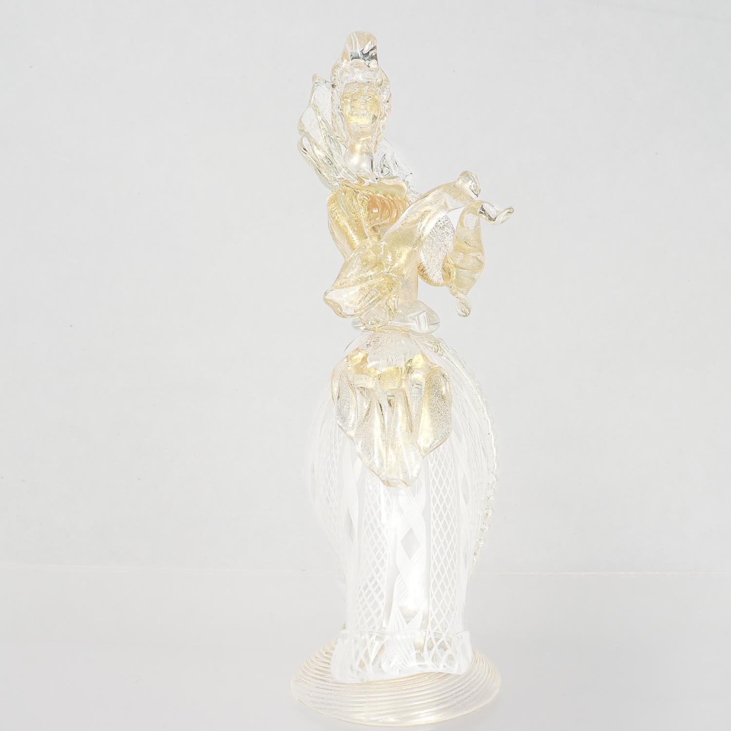 Italiano Figurina in vetro di Murano Commedia dell'arte Bianco Zanfirico Cane in vendita