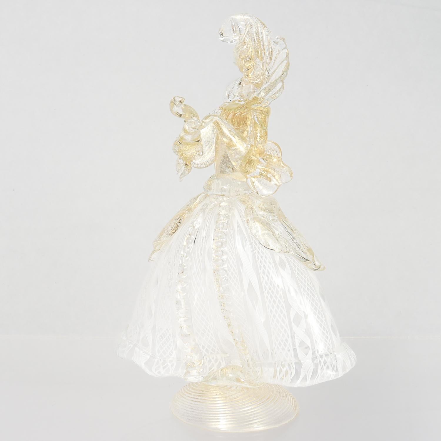 Figurina in vetro di Murano Commedia dell'arte Bianco Zanfirico Cane In condizioni buone in vendita a Philadelphia, PA