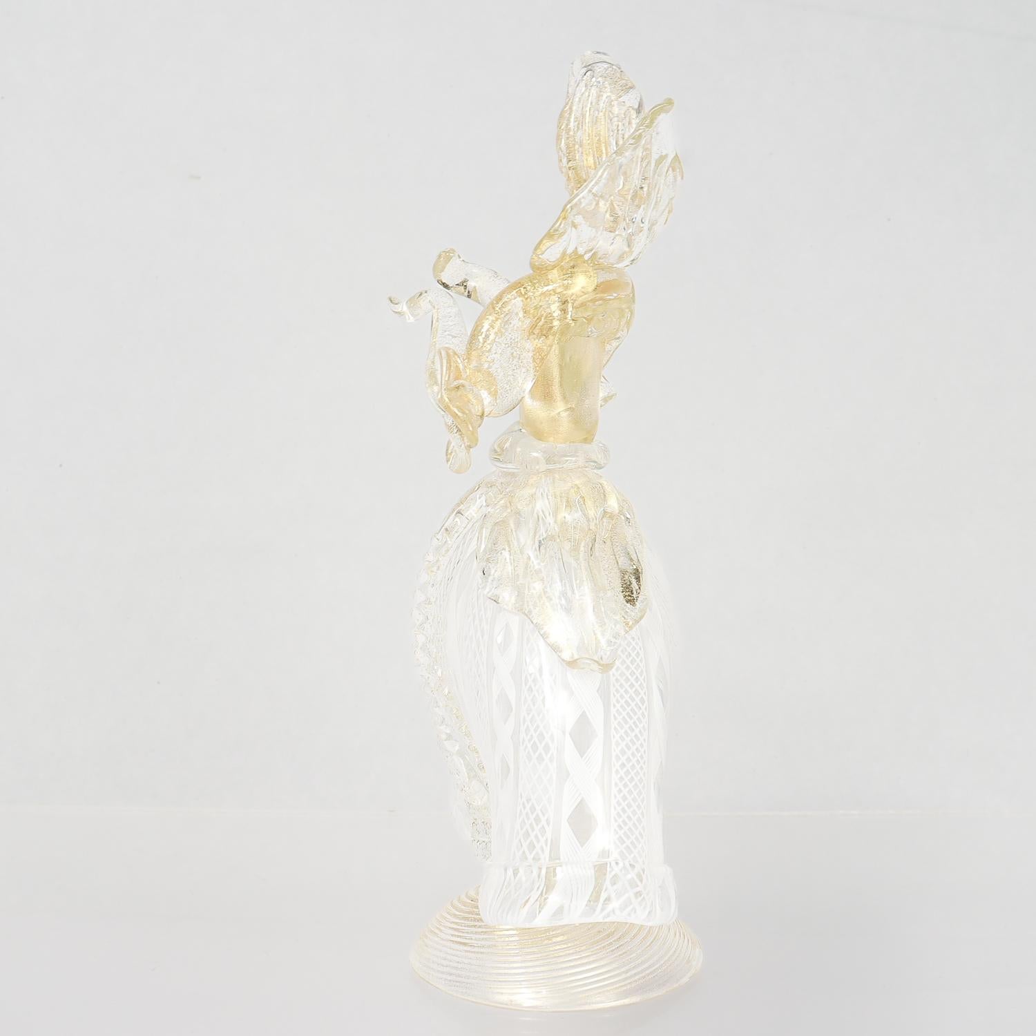 XX secolo Figurina in vetro di Murano Commedia dell'arte Bianco Zanfirico Cane in vendita