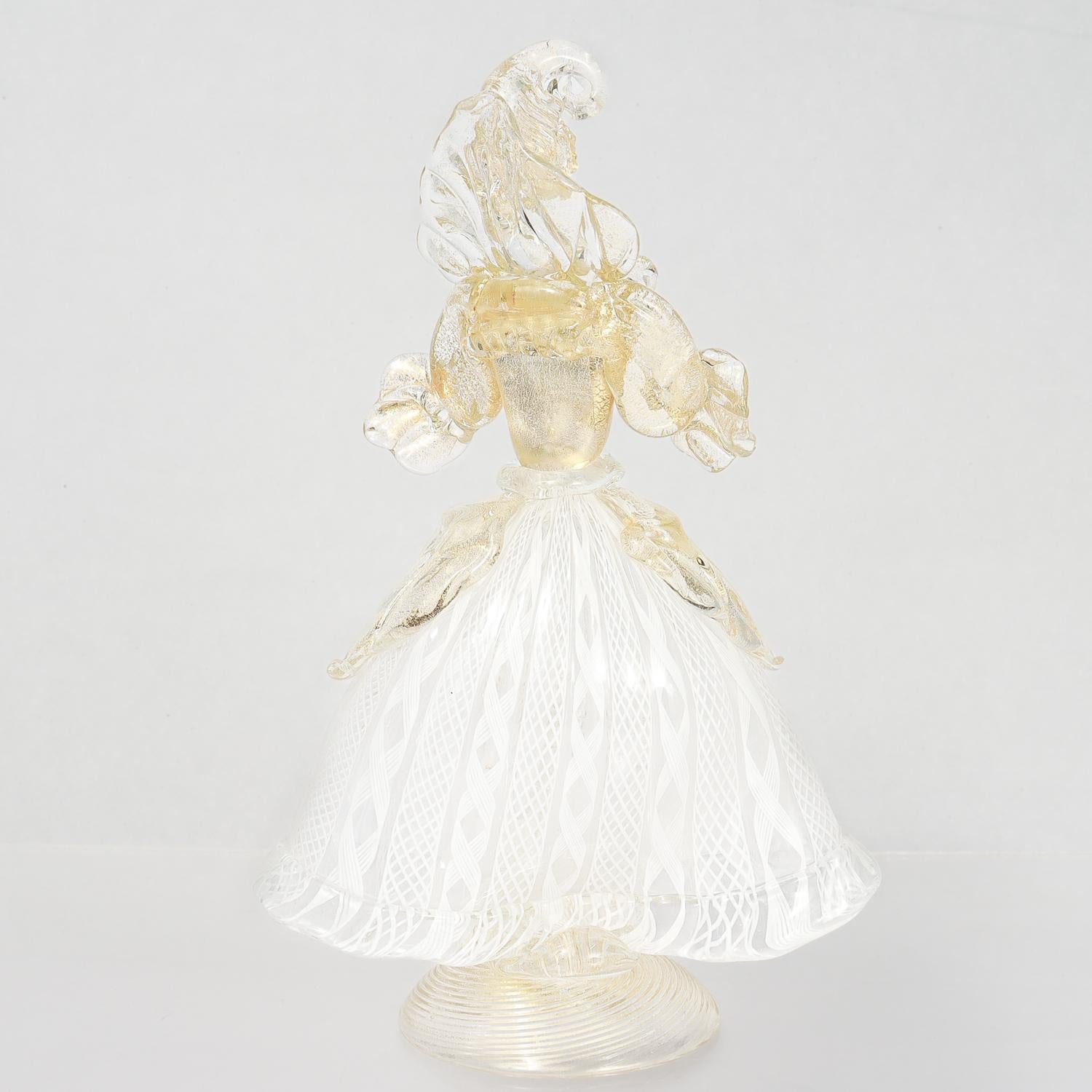 Vetro Figurina in vetro di Murano Commedia dell'arte Bianco Zanfirico Cane in vendita