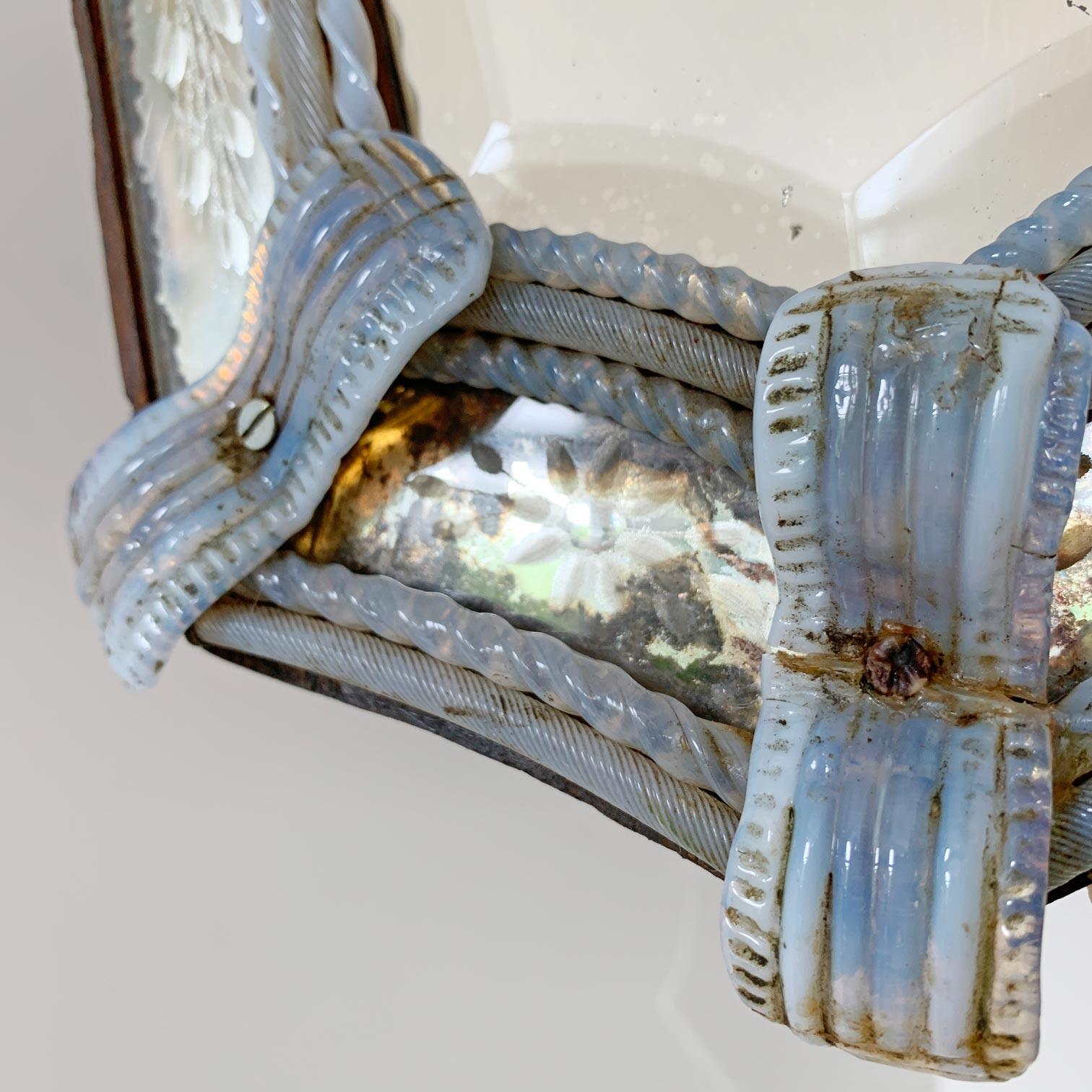 Italian Venetian Murano Glass Etched Griffon Mirror 19th Century