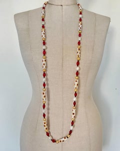 Venetian Murano Glass Eye-Bead Murrine Necklace with Cultured Baroque Pearls