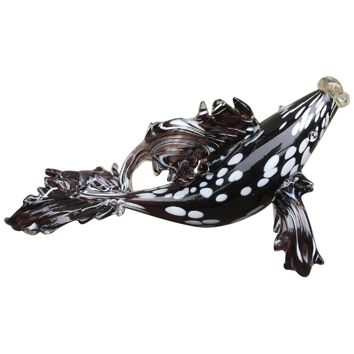 Venetian Murano Glass Fish Sculpture, Late 20th Century For Sale