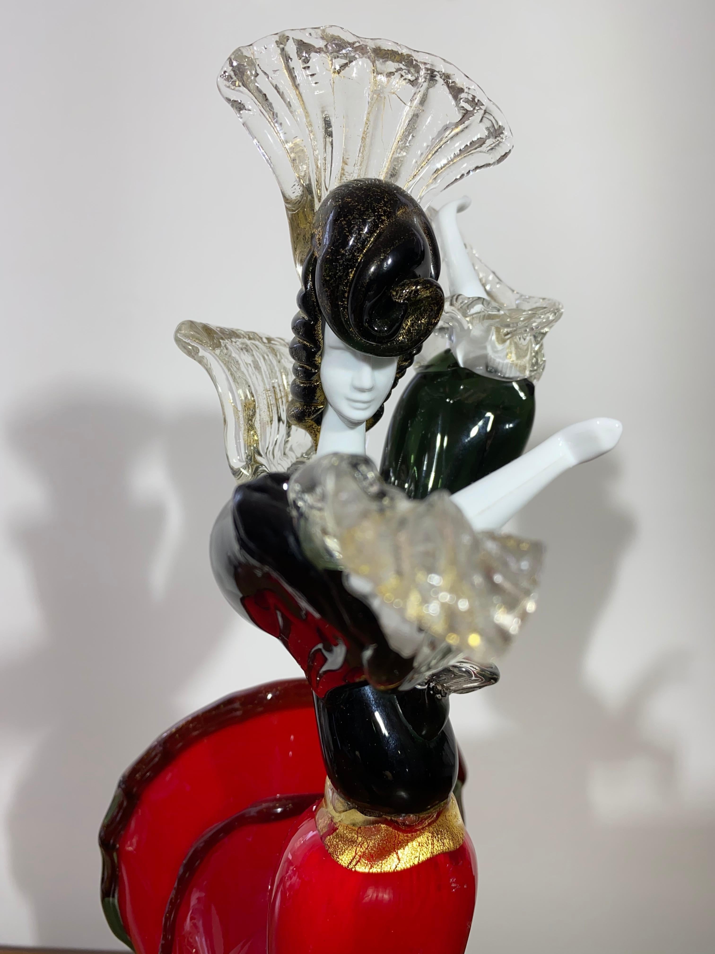 Blown Glass Venetian Murano Glass Flamenco Dancer Figurine, 1950 For Sale