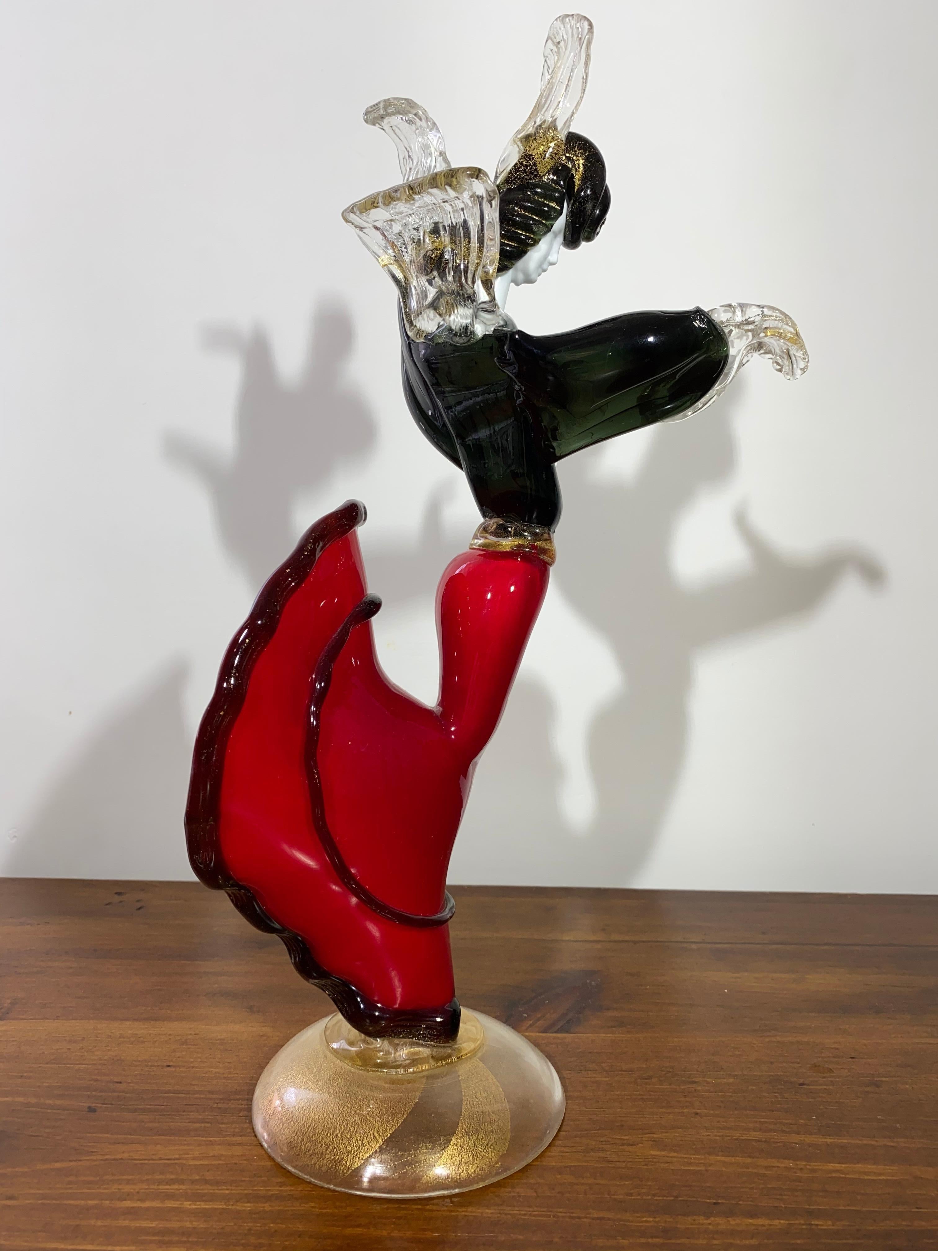 Figurine de danseuse de flamenco vénitienne en verre de Murano, 1950 en vente 1