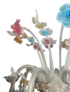 Venetian Murano Glass Floral Floor Lamp, Multicolor, Italy, 1950's.