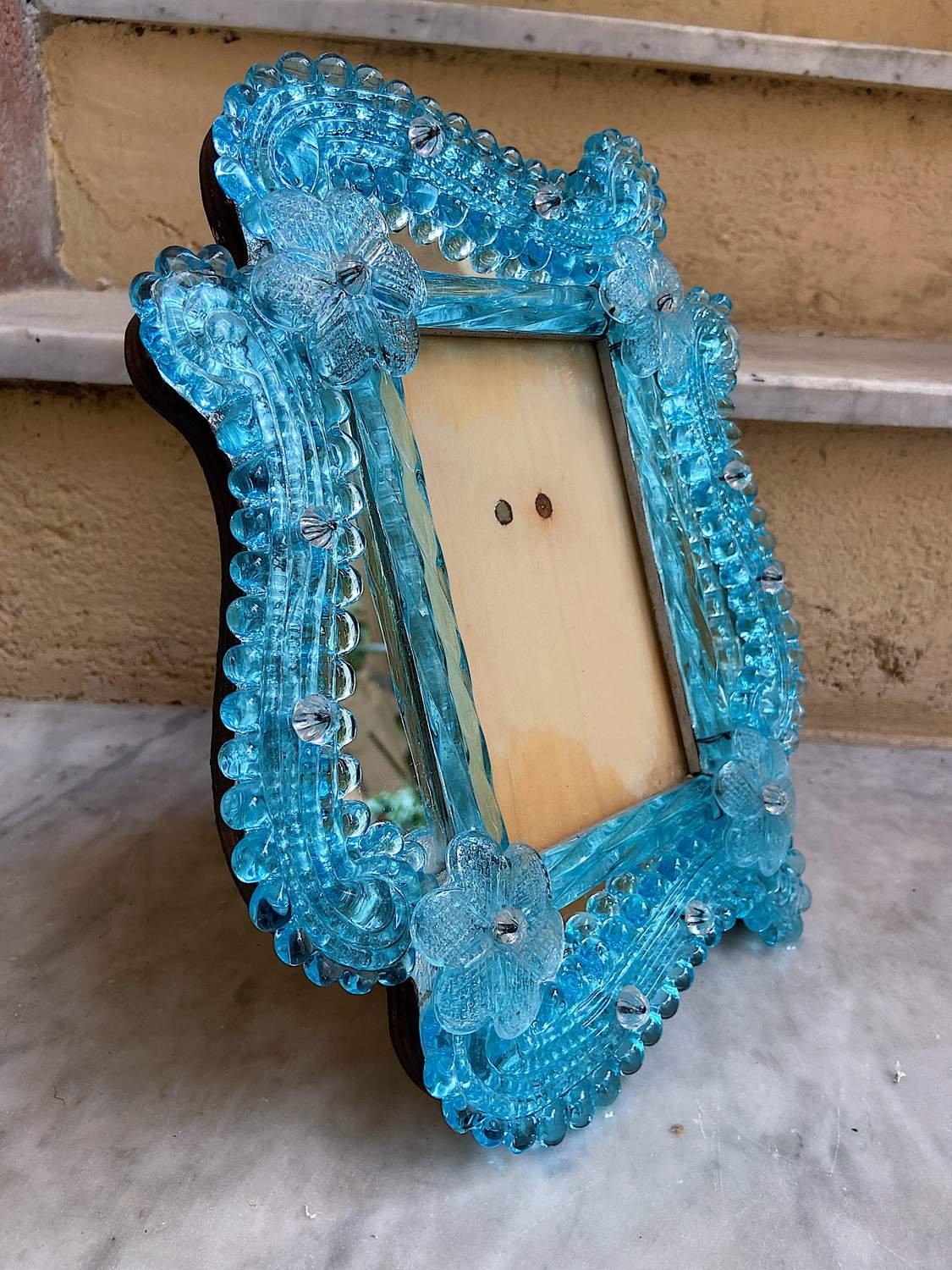 Venetian Murano Glass Floral Photo Frame, 1950 In Good Condition In Palermo, PA