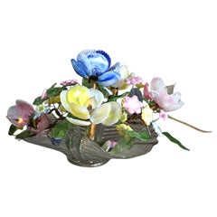 Venetian Murano Glass Floral Shell Centerpiece Table Lamp C1950