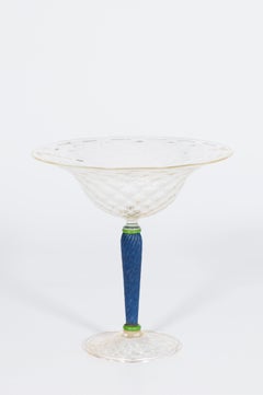 Venetian Murano Glass Footed Bowl with Submerged Gold Contemporary Italy 1990s