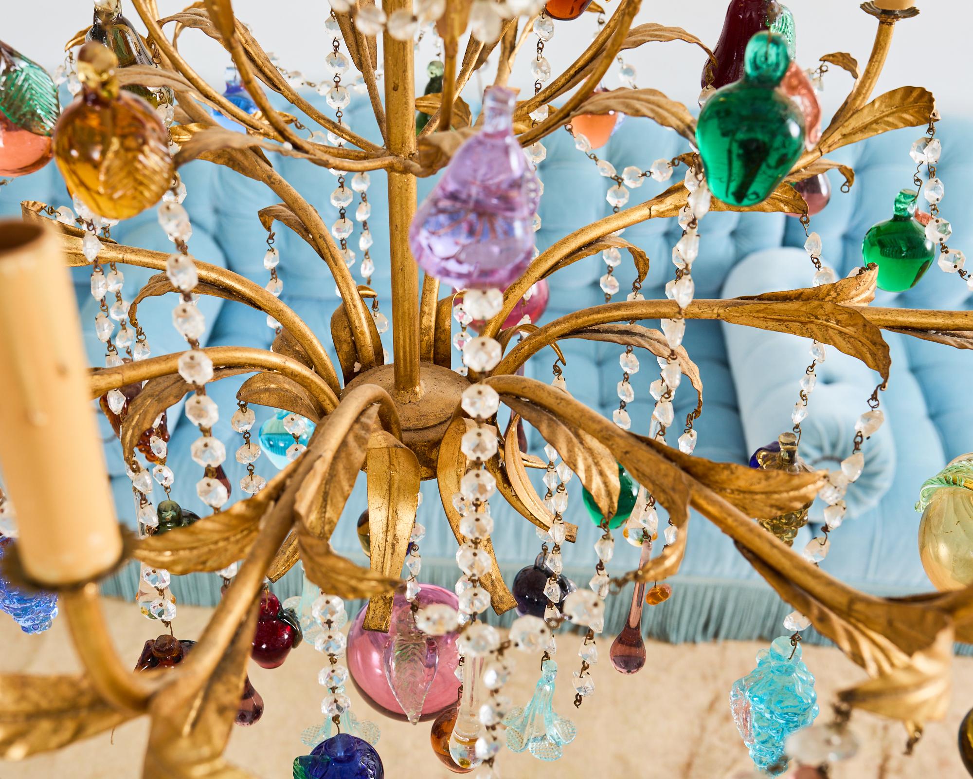 Venetian Murano Glass Fruit Eight Light Chandelier 10