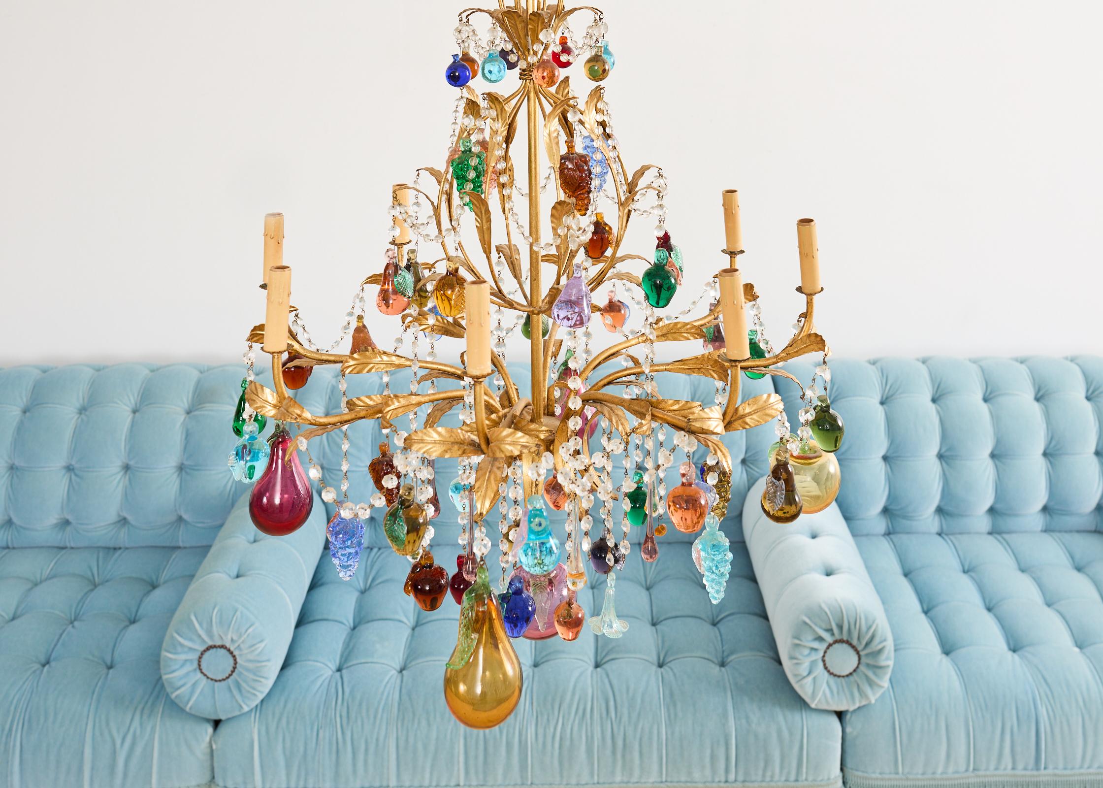 Venetian Murano Glass Fruit Eight Light Chandelier 12