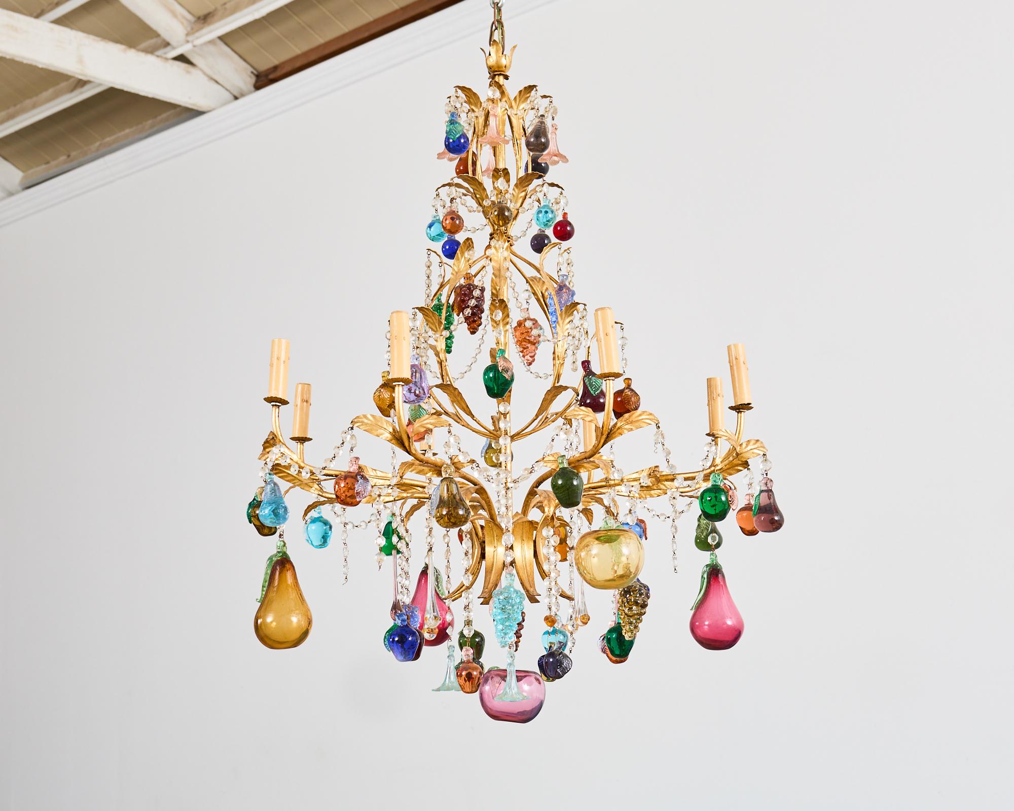 Venetian Murano Glass Fruit Eight Light Chandelier 14