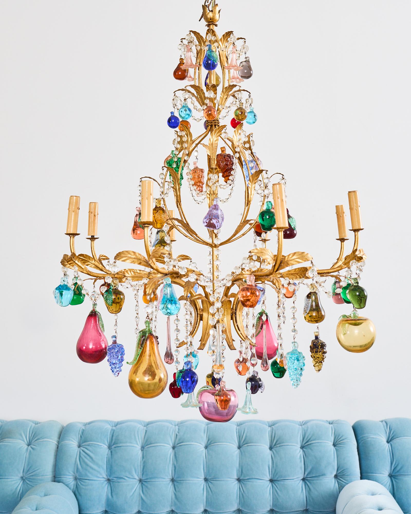 Italian Venetian Murano Glass Fruit Eight Light Chandelier