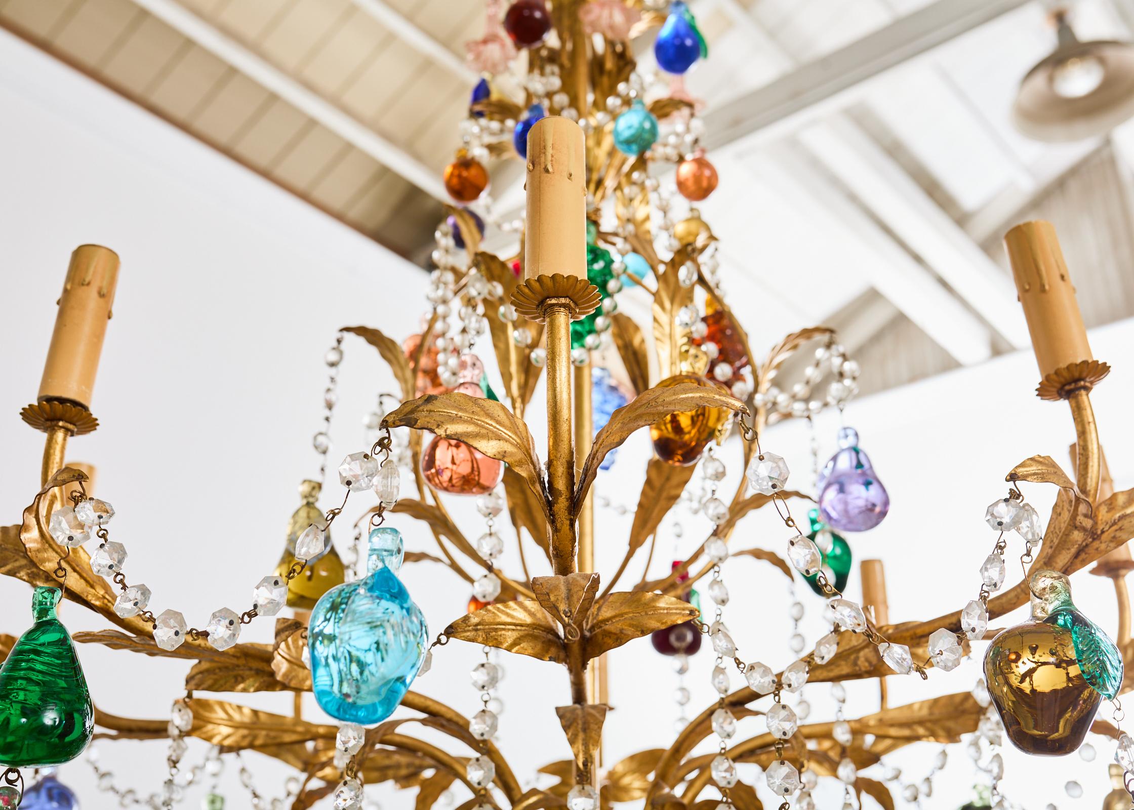 20th Century Venetian Murano Glass Fruit Eight Light Chandelier