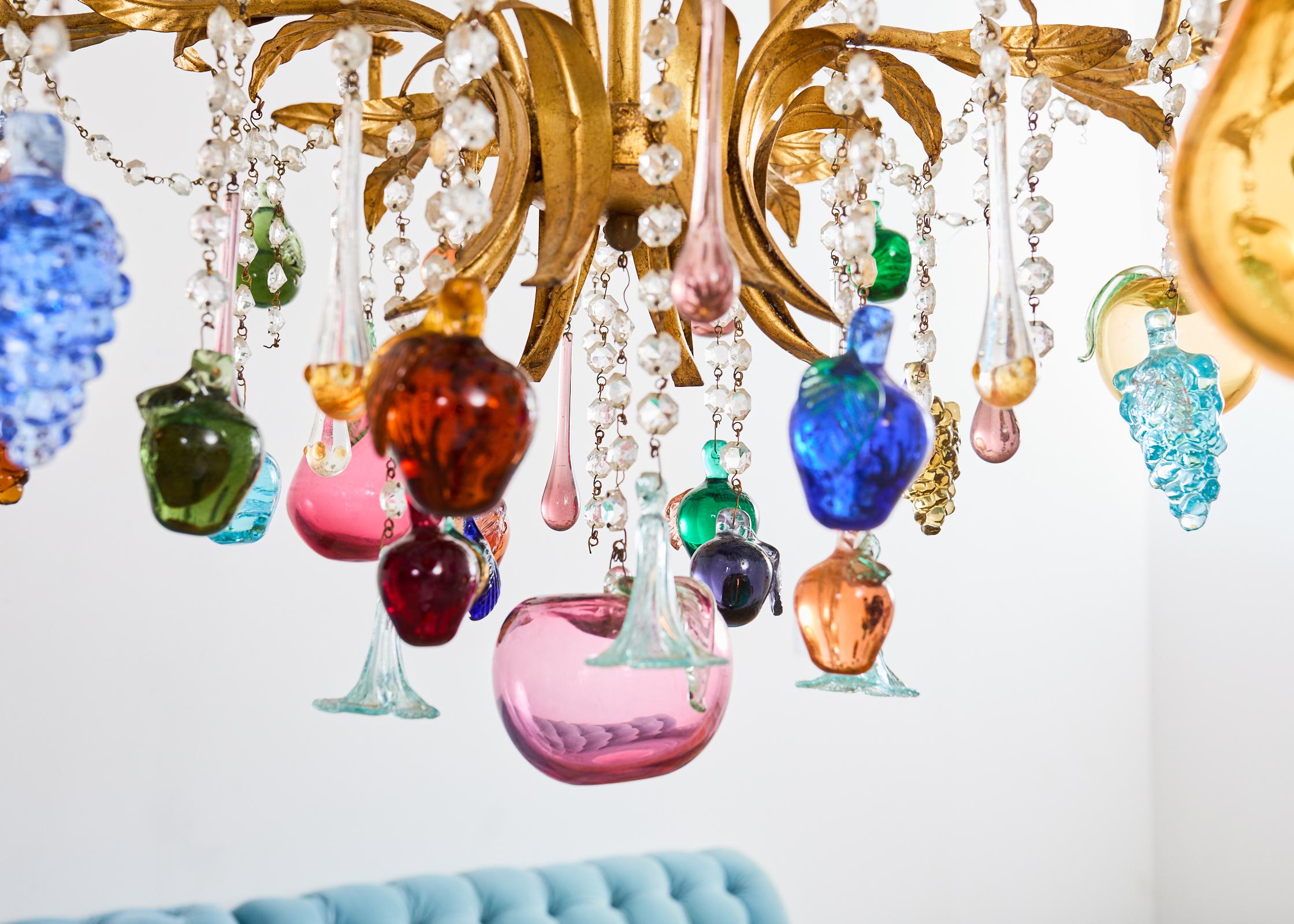 Venetian Murano Glass Fruit Eight Light Chandelier 2