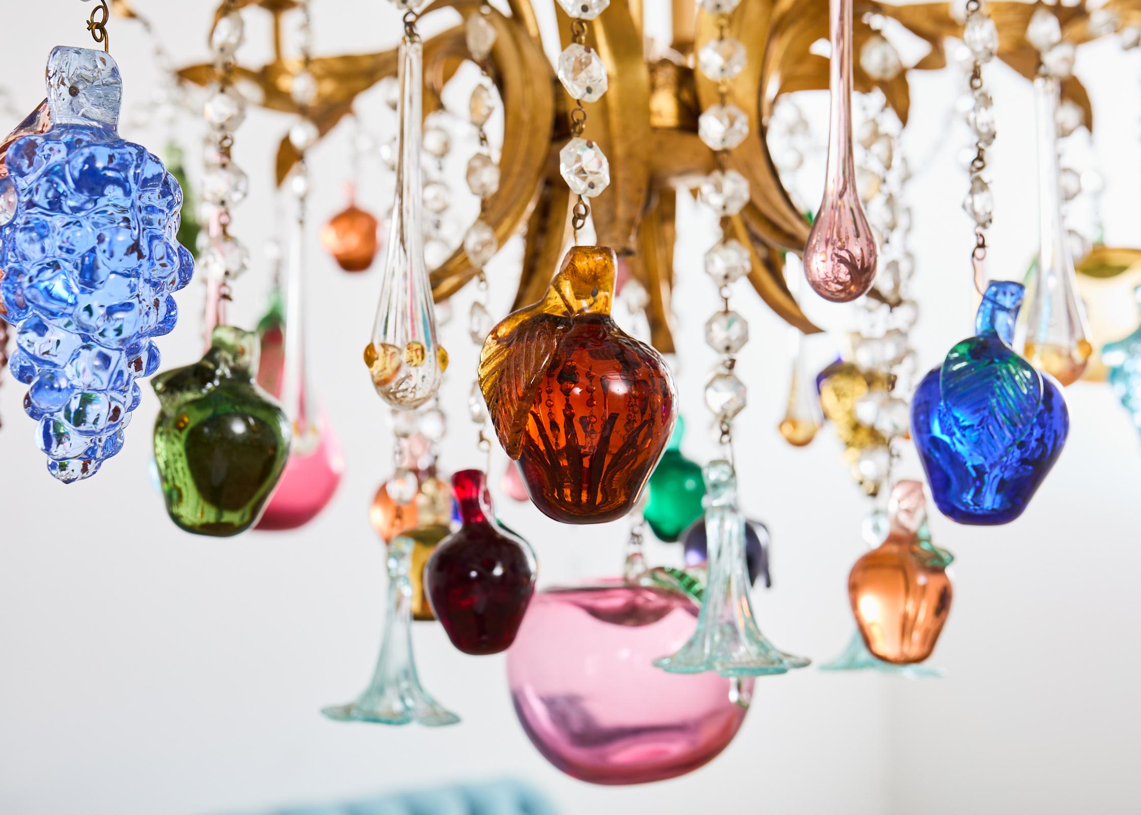 Venetian Murano Glass Fruit Eight Light Chandelier 3