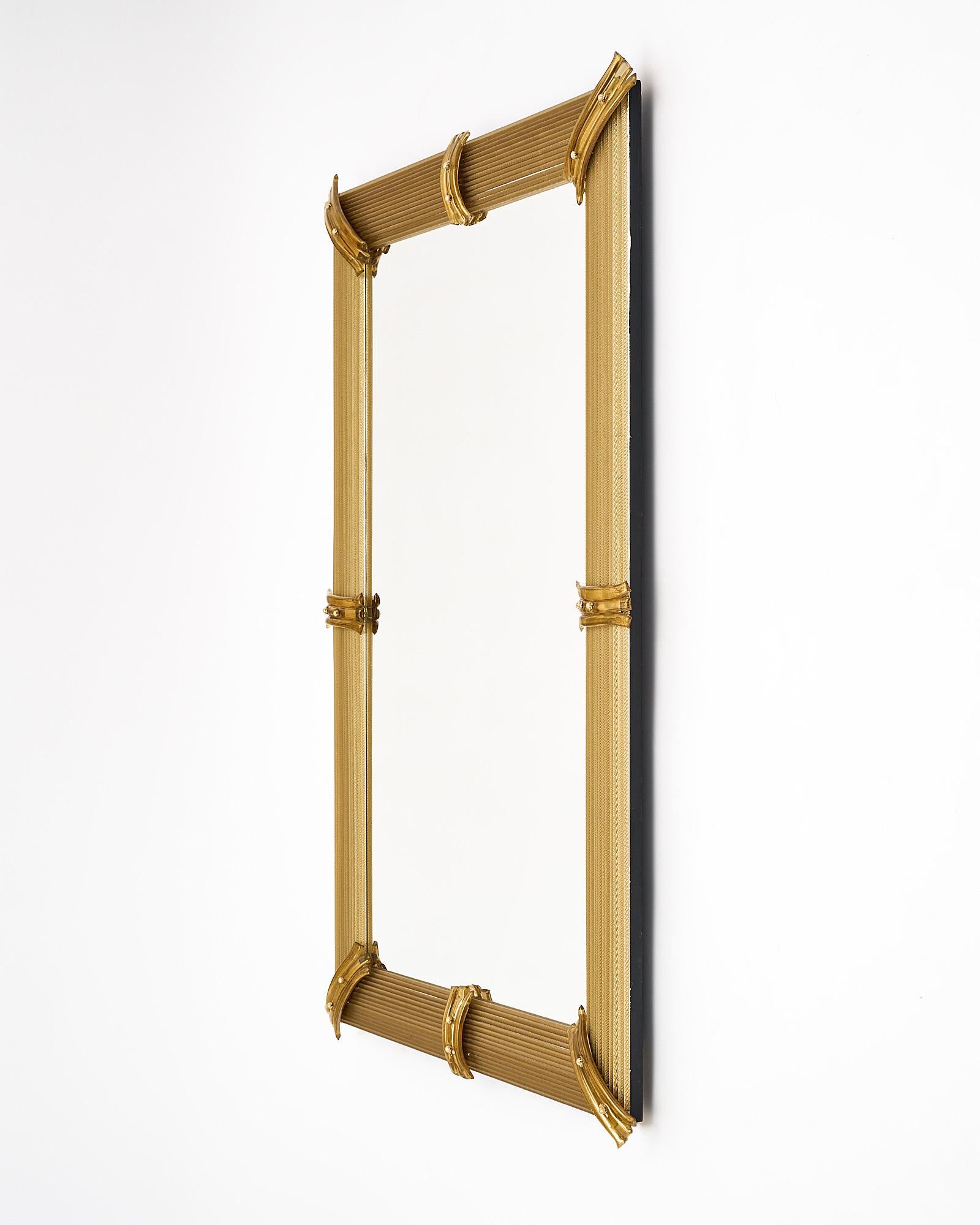 Venetian Murano Glass Gold “Rigadin” Mirror For Sale 1